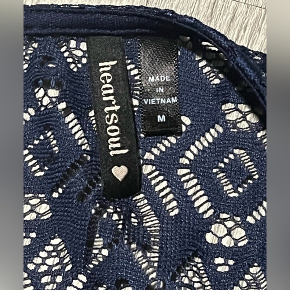 Heartsoul Lace Lined Sleeveless Peplum Dress - Navy Blue - Sz Women’s Medium - Picture 6 of 10